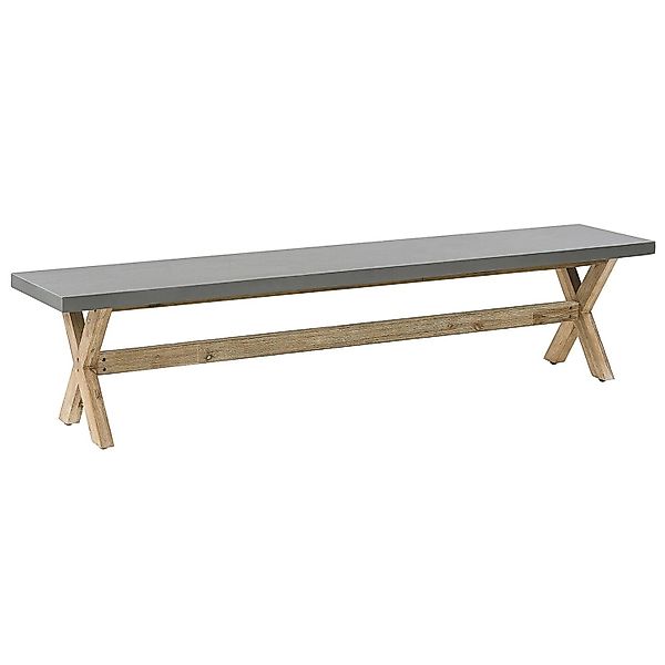 Beliani Gartenbank OLBIA Grau Heller Holzfarbton 40x200x45 günstig online kaufen