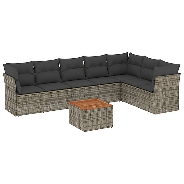vidaXL 8-Tlg Garten-Sofagarnitur mit Kissen Grau Poly Rattan 3223680 günstig online kaufen