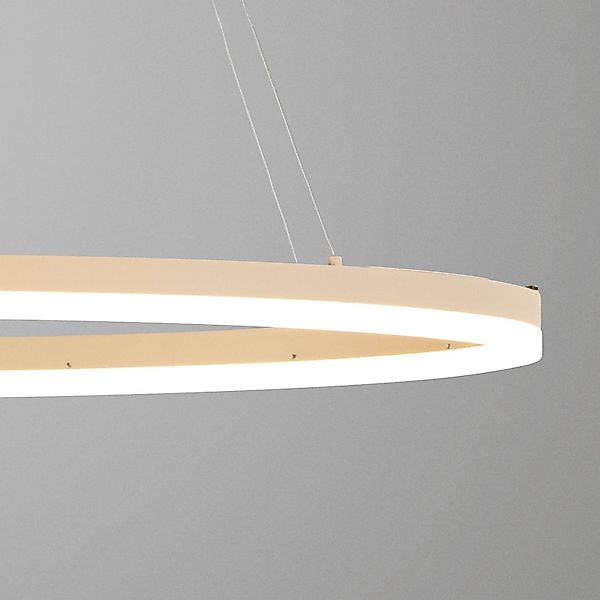 LED-Hängelampe Silvio, Länge 100 cm, sandfarben, Metall, CCT günstig online kaufen