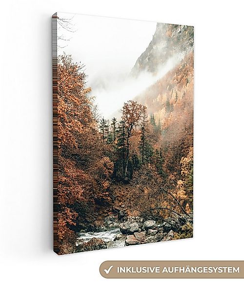 OneMillionCanvasses® Leinwandbild Natur - Wald - Nebel - Herbst, Fotodruck günstig online kaufen