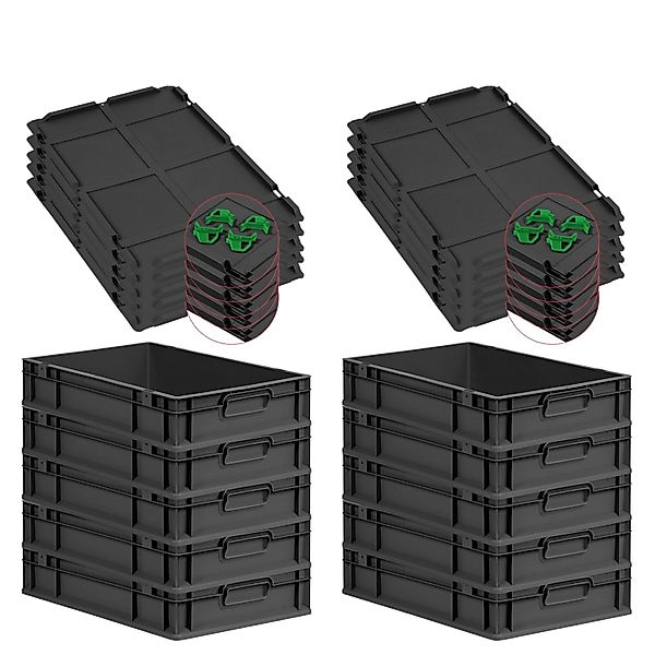 PROREGAL SparSet 10x Eurobox Nextgen Grip Mit Auflagedeckel Und Grünen Vers günstig online kaufen