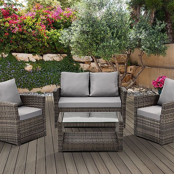 SVITA Loungeset ROMA, (Set, 4-tlg., Sitzlounge), Polyrattan, Gartenlounge, günstig online kaufen
