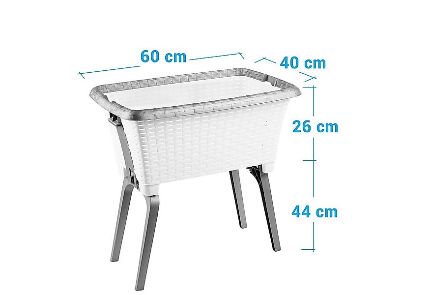 Centi Wäschewanne Wäschekorb mit erhöhten Beinen Korboptik weiß (1er-Set), günstig online kaufen