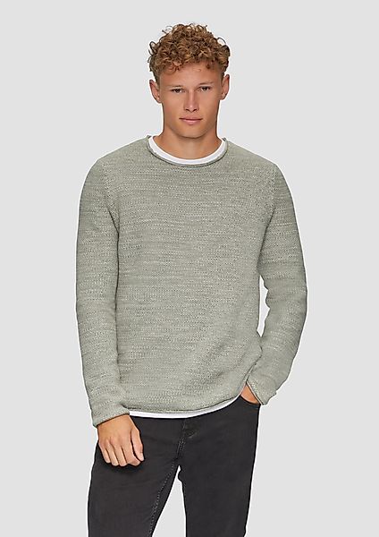 QS Strickpullover Melierter Strickpullover mit Layering-Detail günstig online kaufen