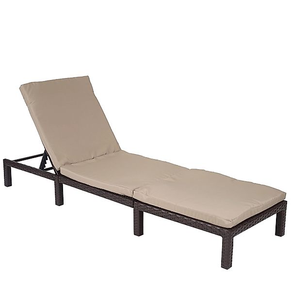 MCW Poly-Rattan Sonnenliege A51 Basic Braun Kissen Creme günstig online kaufen