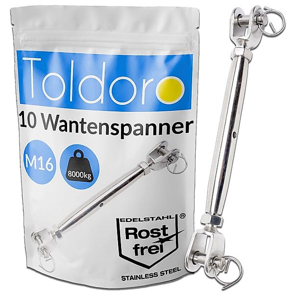Toldoro 10 Stück M16 Wantenspanner Edelstahl Rostfrei V4A Sonnensegel Spann günstig online kaufen