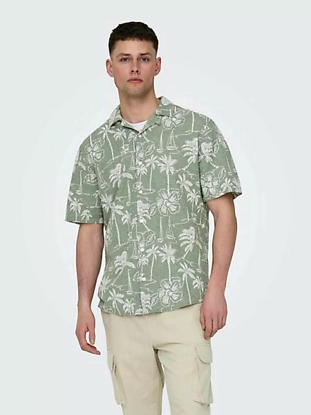 ONLY & SONS Kurzarmhemd Tropisches Hemd mit Sommer Design Bequemes Casual S günstig online kaufen