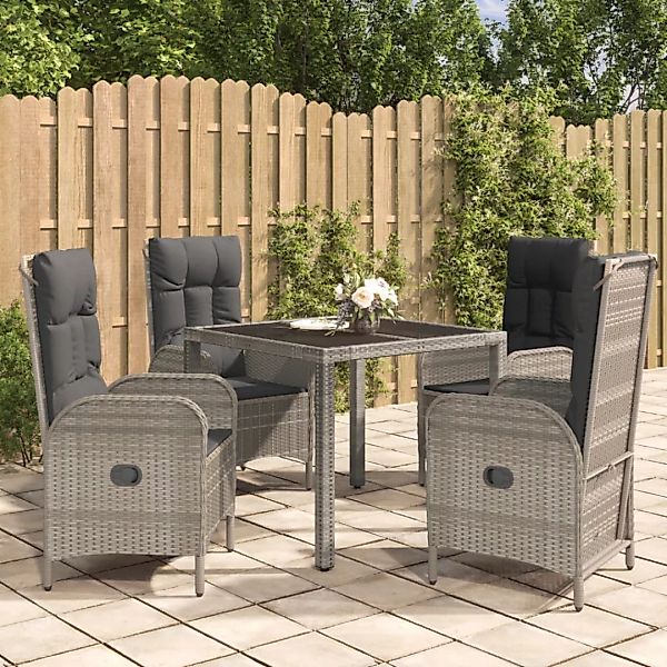 Vidaxl 5-tlg. Garten-essgruppe Mit Kissen Grau Poly Rattan günstig online kaufen