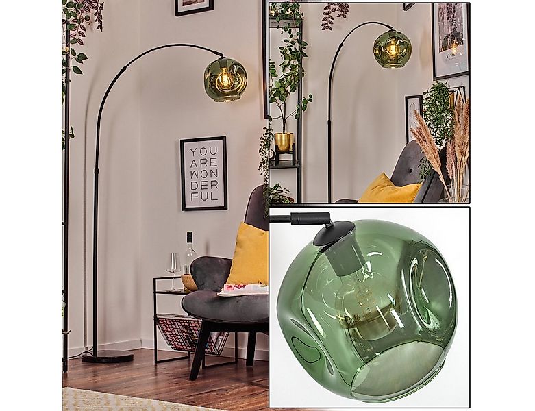 hofstein Stehlampe Stehlampemit Marmorfuß aus Metall/Glas in Schwarz/Grün, günstig online kaufen