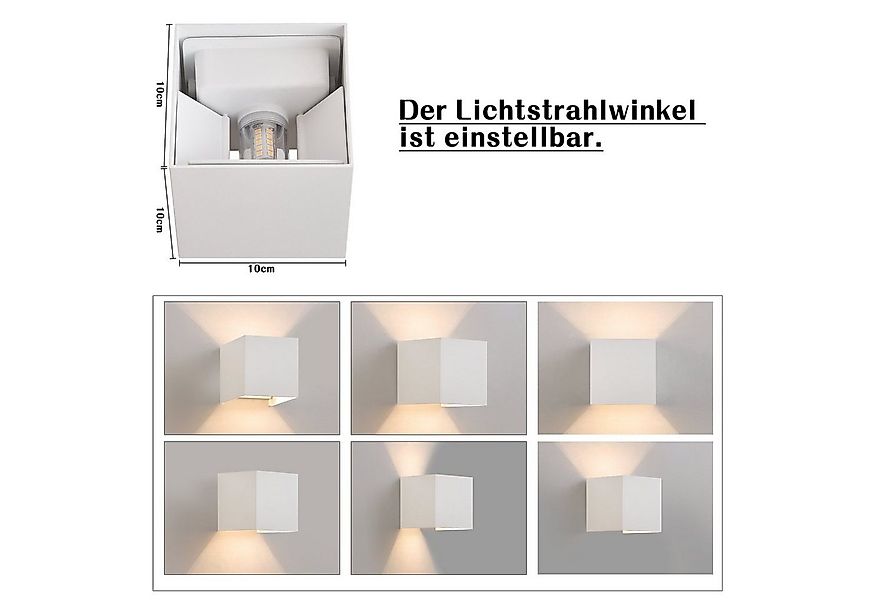 ZMH LED Wandleuchte Innen 2ER Außenwandleuchte Up Down Wand Leuchten Modern günstig online kaufen