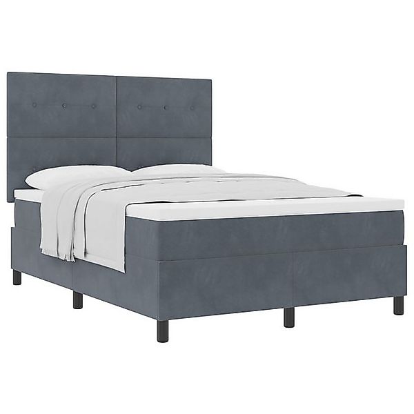 vidaXL Bett Boxspringbett mit Matratze Dunkelgrau 140x200 cm Samt (1-tlg) günstig online kaufen