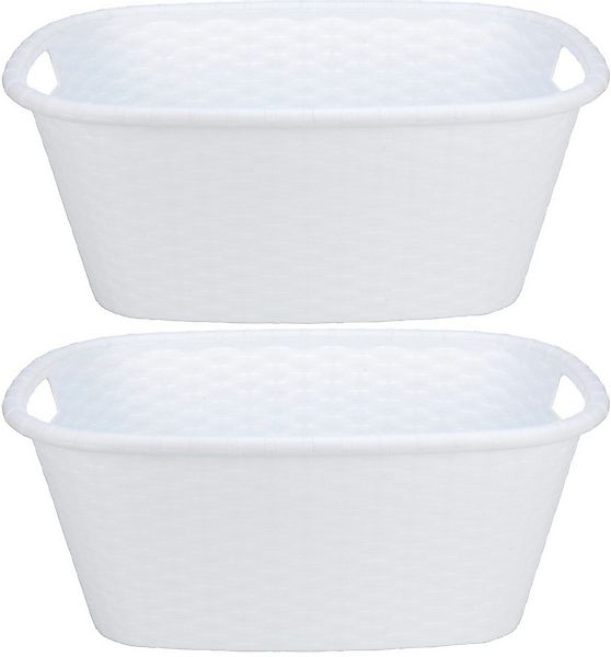 Koopman Wäschekorb Rattanoptik Weiß/Schwarz 2 er Set (Spar-Set, 2 St), 2 St günstig online kaufen