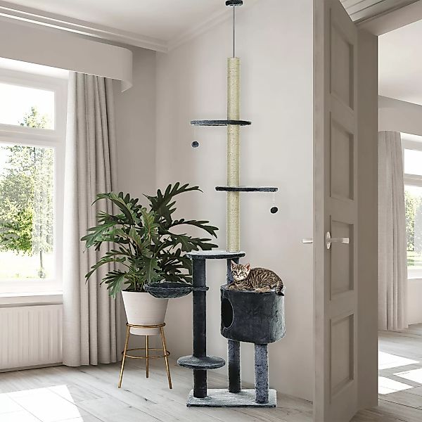 PawHut Kratzbaum höhenverstellbar H220-265 cm, belastbar bis 30 kg, Katzenb günstig online kaufen