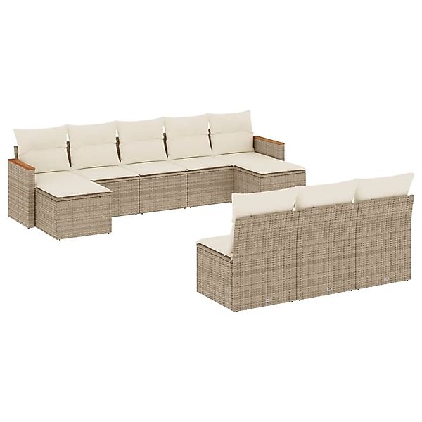vidaXL 10-Tlg Garten-Sofagarnitur mit Kissen Beige Poly Rattan 3226387 günstig online kaufen