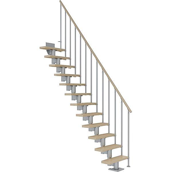 Dolle Mittelholmtreppe Dublin Ahorn Perlgrau GH bis 270 cm Gerade 75 cm FSC günstig online kaufen