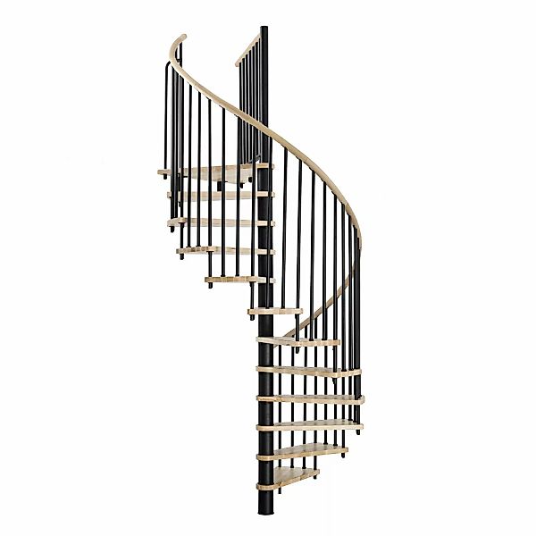 Minka Spindeltreppe Spiral Wood Eiche Schwarz Ø 140 cm Geschosshöhe bis 305 günstig online kaufen