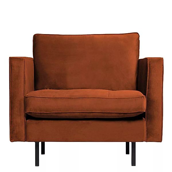 Wohnzimmer Sessel in Rostfarben Samt und Metall günstig online kaufen
