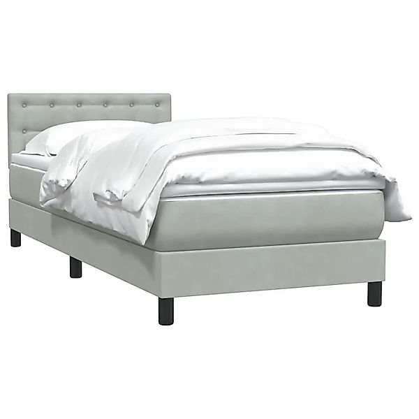 vidaXL Boxspringbett mit Matratze Hellgrau 80x210 cm Samt 3316569 günstig online kaufen