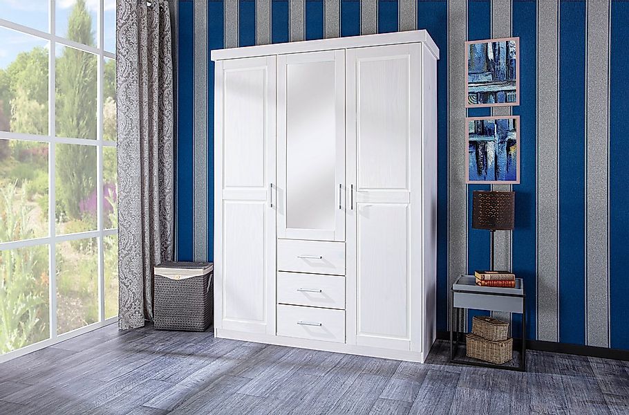 Inter Link Kleiderschrank Geraldo weiss Kiefer Massivholz, viel Stauraum, L günstig online kaufen