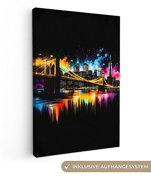 OneMillionCanvasses® Leinwandbild Skyline - Brücke - Beleuchtung - Farben, günstig online kaufen