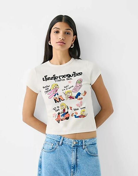 Bershka T-Shirt Lizzie Mcguire Mit Kurzen Ärmeln Damen S Grbrochenes Weiss günstig online kaufen