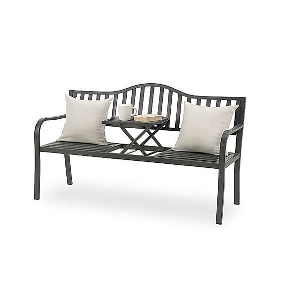relaxdays Gartenbank mit Tisch in Anthrazit günstig online kaufen