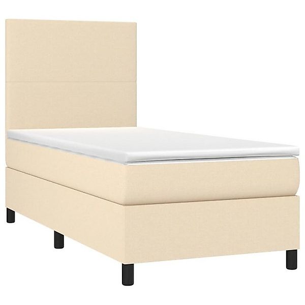 vidaXL Bett Boxspringbett mit Matratze & LED Creme 90x200 cm Stoff günstig online kaufen