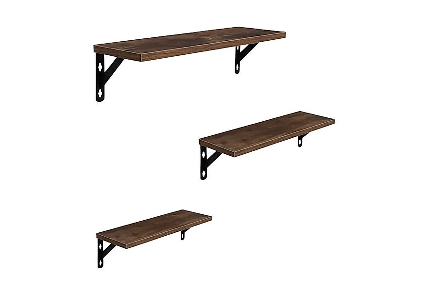 relaxdays Wandregal Set 3 Größe, 3-tlg., Vintagebraun günstig online kaufen