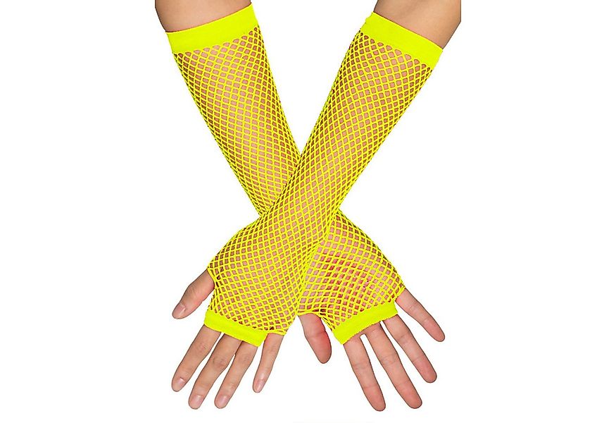 Funny Fashion Kostüm Lange Fingerlose Netzhandschuhe 'New York', Neon günstig online kaufen