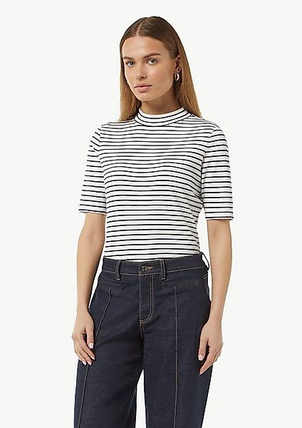 comma Kurzarmshirt T-Shirt Geripptes Jersey-Shirt mit Stehkragen günstig online kaufen