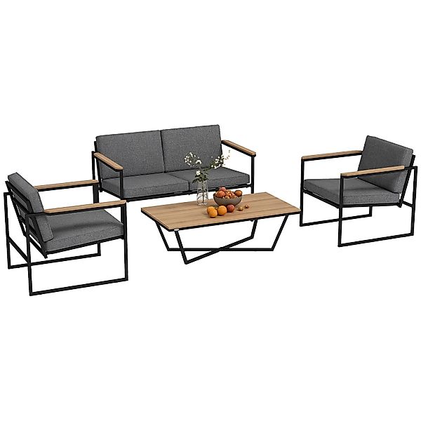 Outsunny Gartenmöbel Set 4 Personen Metall Polyester 126L x 72B x 69 5H cm günstig online kaufen