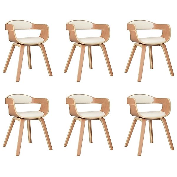 vidaXL Esszimmerstühle 6 Stk Creme Bugholz und Kunstleder 3092392 günstig online kaufen