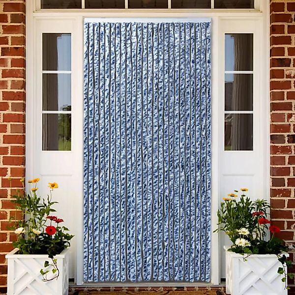Insektenschutz-vorhang Blau Weiß Silbern 100x220cm Chenille günstig online kaufen