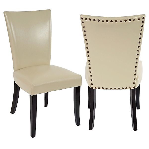 MCW Esszimmerstuhl Edinburgh 2er-Set Kunstleder Creme Dunkle Beine günstig online kaufen