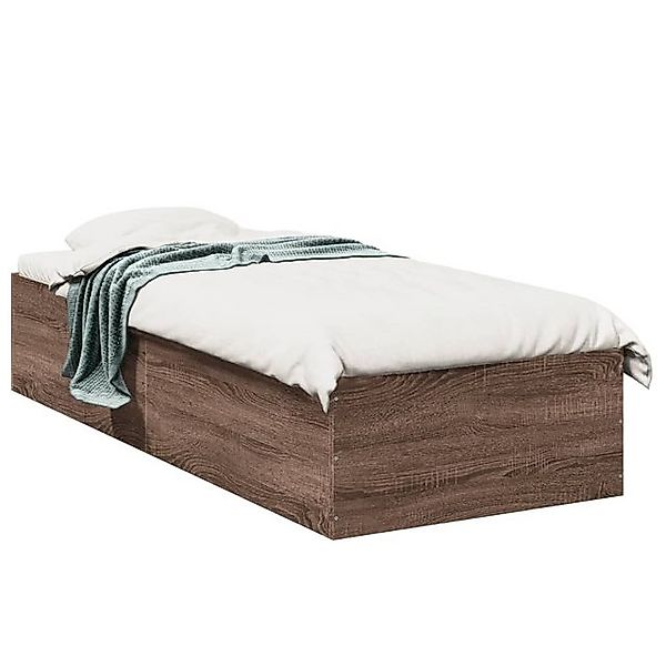 vidaXL Bettgestell, Bettrahmen Braun Eichen-Optik 100x200 cm Holzwerkstoff günstig online kaufen