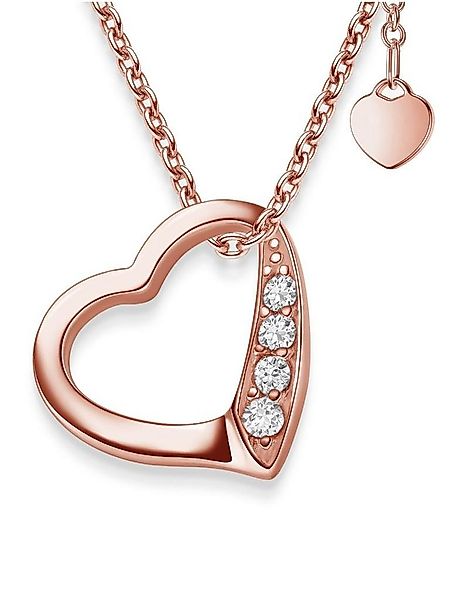 Amoonic Herzkette Halskette Damen Silber 925 Frauen Kette mit Zirkonia Herz günstig online kaufen