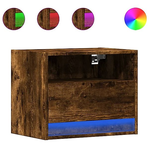 vidaXL Nachttisch Wand-Nachttisch mit LED-Leuchten Räuchereiche günstig online kaufen