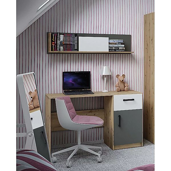 Teenager Schreibtisch Set FYLI-131 in Artisan Eiche Nb., mit weiß/anthrazit günstig online kaufen