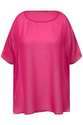 Ulla Popken Druckbluse Chiffonbluse Oversized Rundhals günstig online kaufen