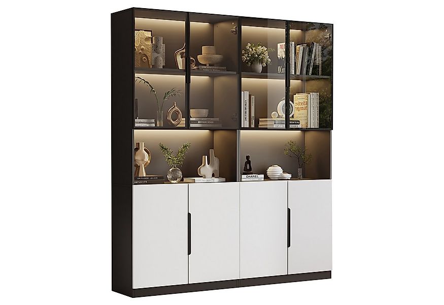Odikalo Vitrine Glastüren Bücherregal Sammlerstücke einstellbare 30*160*200 günstig online kaufen