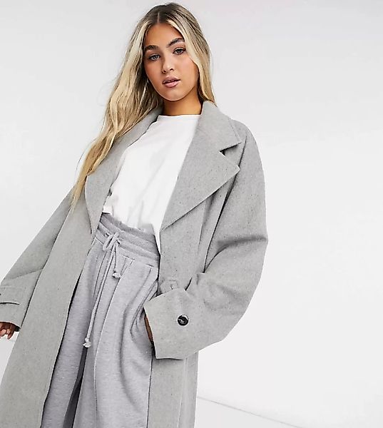 COLLUSION – Langer Mantel aus angerauter Wolle in Hellgrau günstig online kaufen