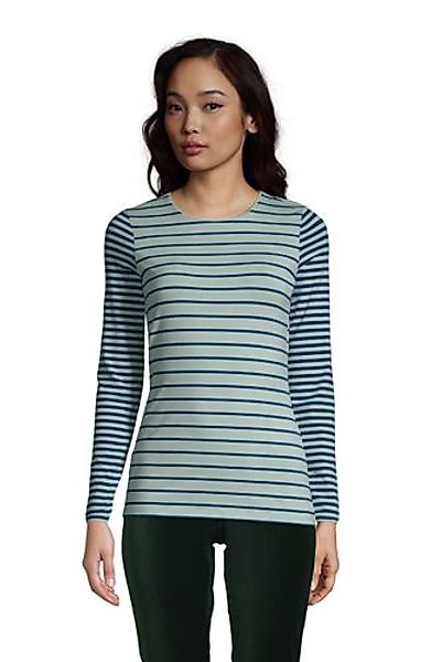 Shirt aus Baumwoll/Modalmix Gestreift, Damen, Größe: S Normal, Grün, by Lan günstig online kaufen