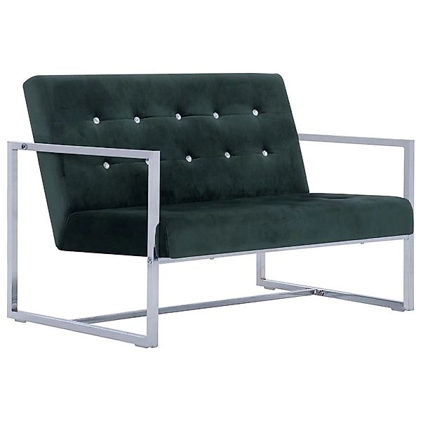 vidaXL 2-Sitzer-Sofa mit Armlehnen Dunkelgrün Chrom und Samt günstig online kaufen