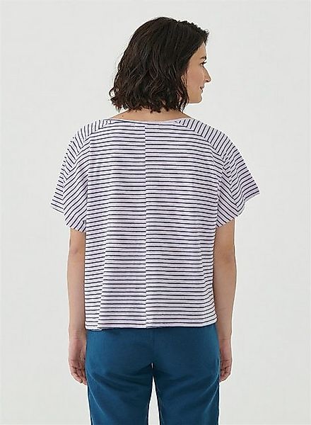 ORGANICATION T-Shirt Women's Striped T-Shirt in Lavender Fog/Navy günstig online kaufen