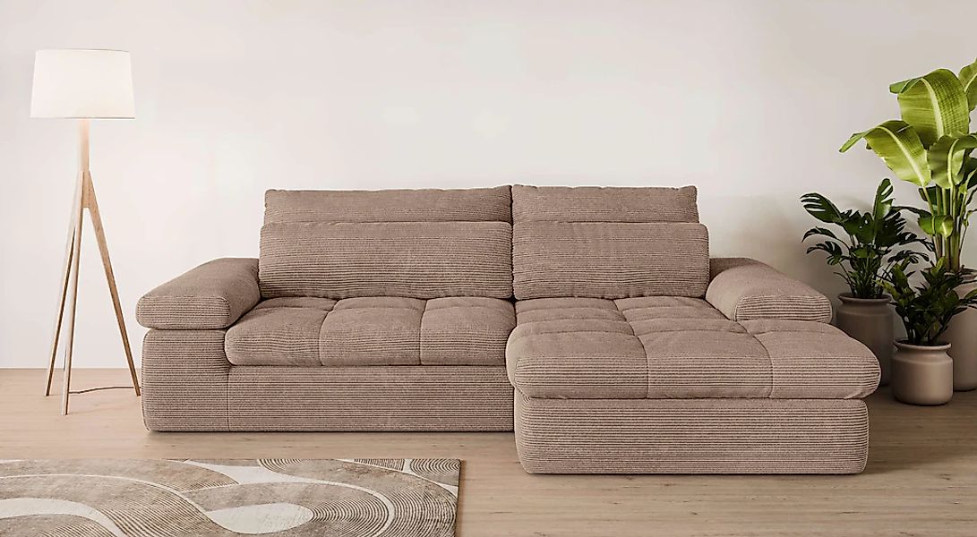 Home affaire Ecksofa "ALVERIE mit Recamiere, moderne Steppung, Maße: B/T/H günstig online kaufen