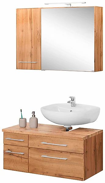 welltime Badmöbel-Set »Davos« 3 Stk. tlg. mit LED-Beleuchtung, Hängeschrank günstig online kaufen