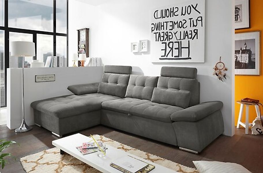 ED EXCITING DESIGN Ecksofa "Nalo L-Form", mit Bettfunktion, Armteilverstell günstig online kaufen