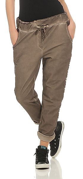 Mississhop Jogginghose Damen Baumwollhose seitlichen Glitzerstreifen günstig online kaufen