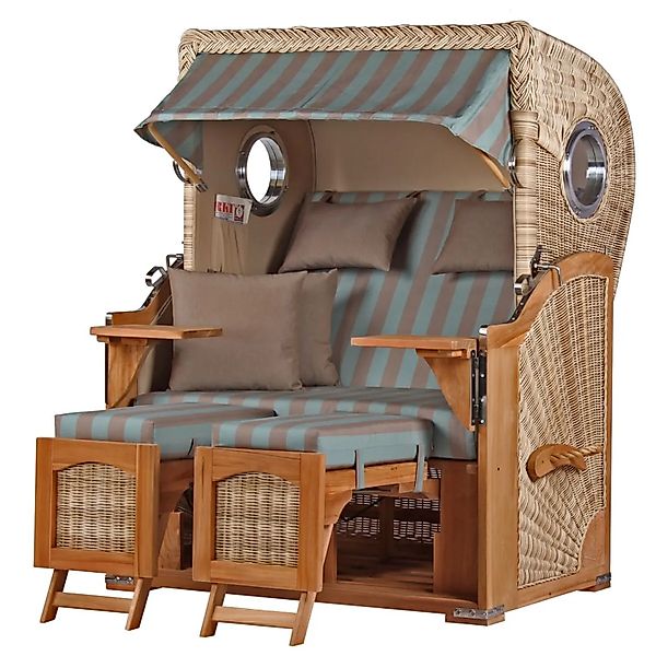 bene,iving Strandkorb Komplettset Ammersee Teak Bullauge PE Shell Modell 52 günstig online kaufen