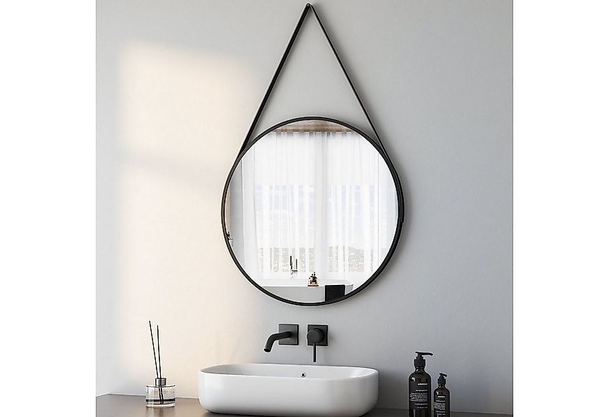 Boromal Badspiegel Rund 60 50 40 cm Schwarz Rundspiegel Wandspiegel Flur mo günstig online kaufen